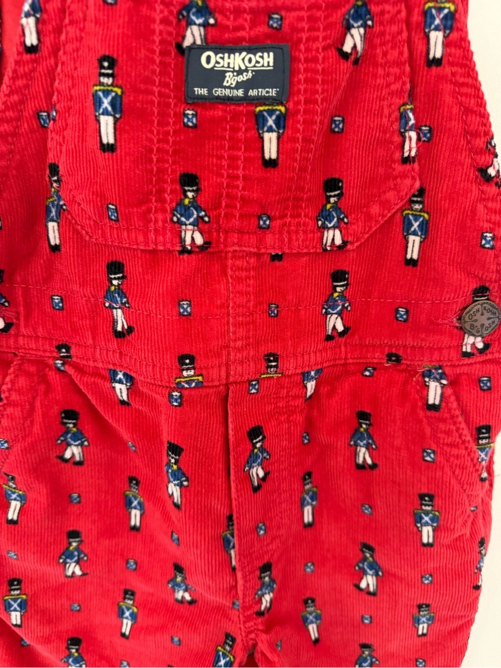 OshKosh B'gosh Red Toddler Overalls with Soldier Print 2T - Picture 2 of 7